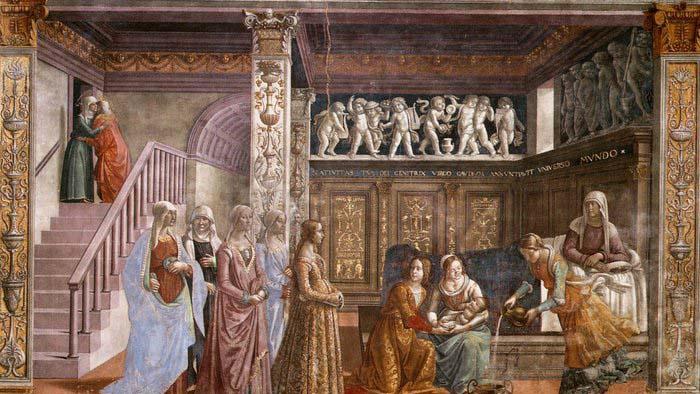 GHIRLANDAIO, Domenico Birth of Mary Sweden oil painting art